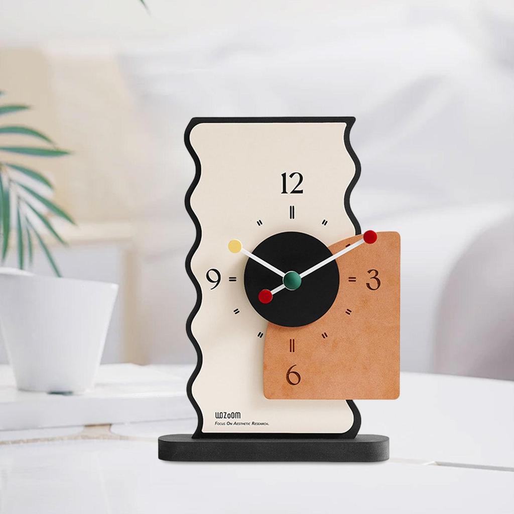 Table Clock Sturdy Housewarming Gift Creative Wood Decorative Modern Table Clock for House Shelf Living Room Office Bedside