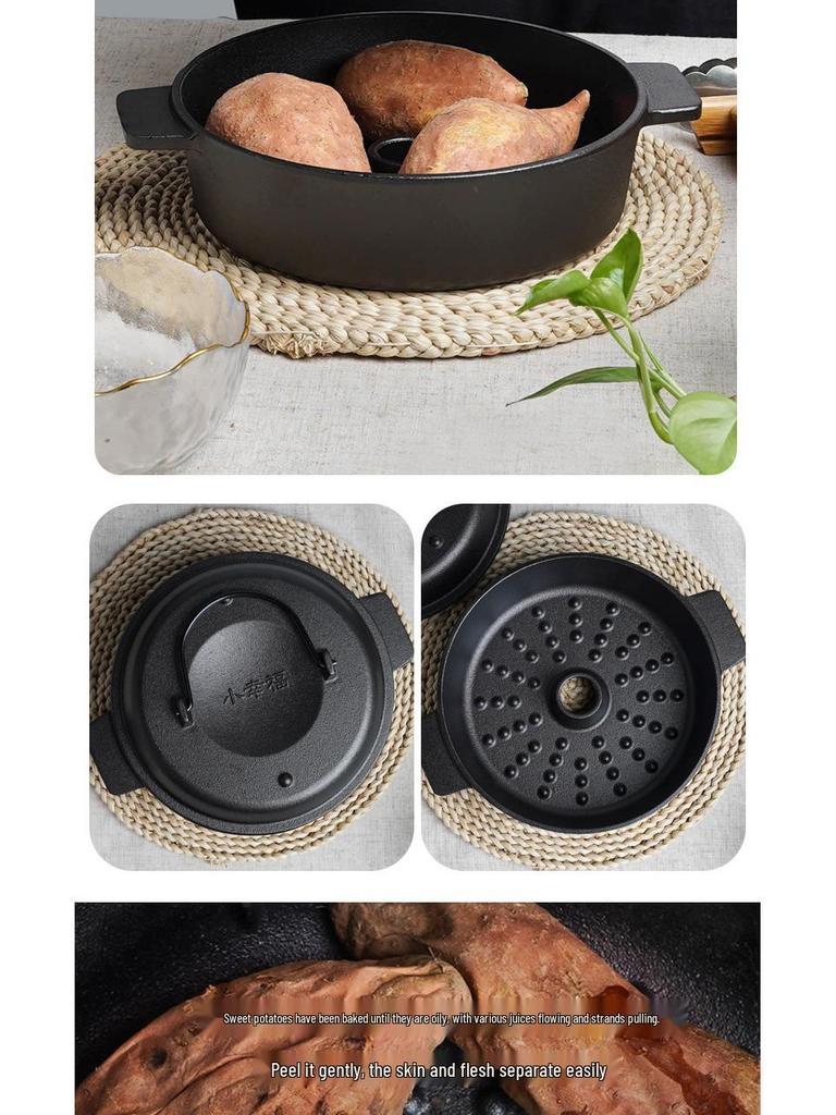 Thickened Cast Iron Sweet Potato Roasting Pot and Corn Grill