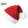 Christmas Santa Hats Elastic Claus with Pom Knitted Hat for Adults Pom Party Women Men