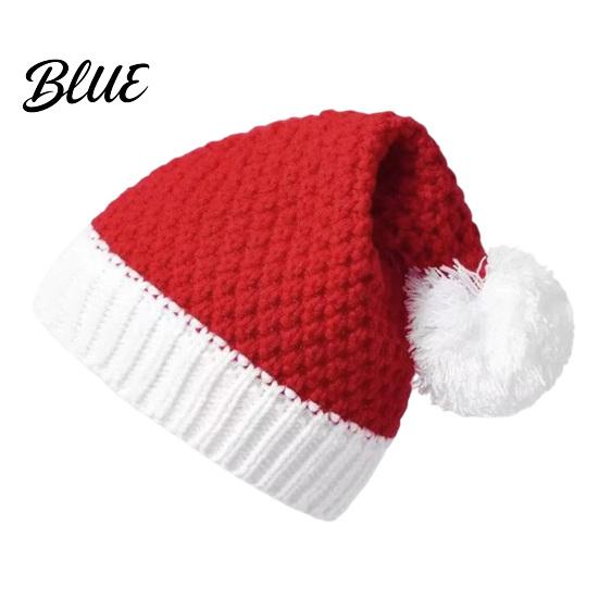 Christmas Santa Hats Elastic Claus with Pom Knitted Hat for Adults Pom Party Women Men