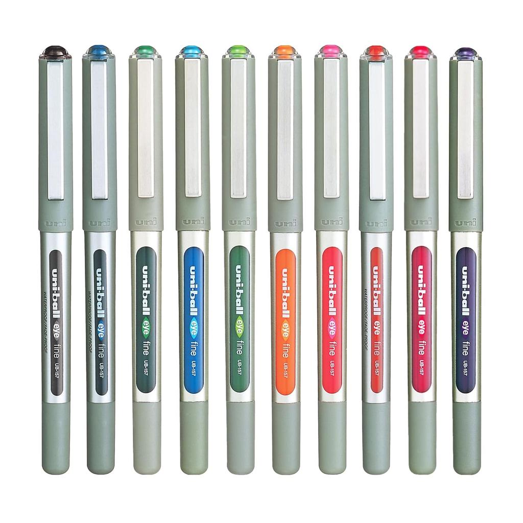 Uni-ball Eye UB157 0.7mm Roller Ball Pen Multicolor Ink Pack of 10 for Office, School & Home Use