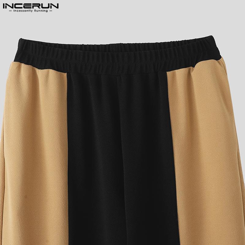 INCERUN Men V Neck Sleeveless Stitching Waistcoat and Long Pants Outfits Sets