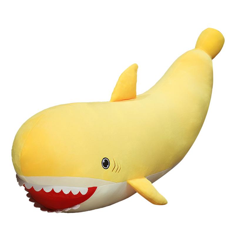 

Non-Toxic Creative Banana Shark Plush Toys Cotton Stuffed Cozy Shark Throw Pillow Back Cushion Lovely Room Decor 60cm