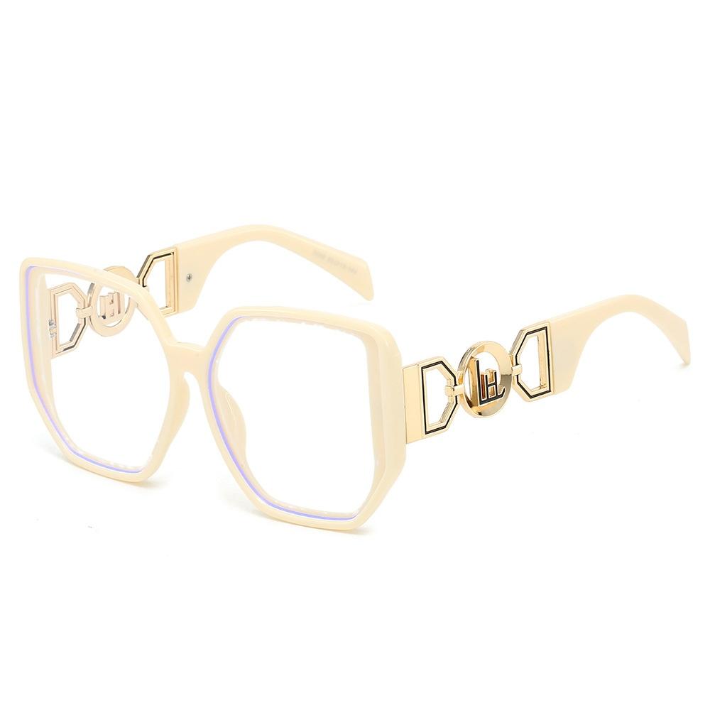 New Large Frame Square Anti Blue Light Glasses Luxury Hollow Frame Leopard Print Design Unisex Eyewear