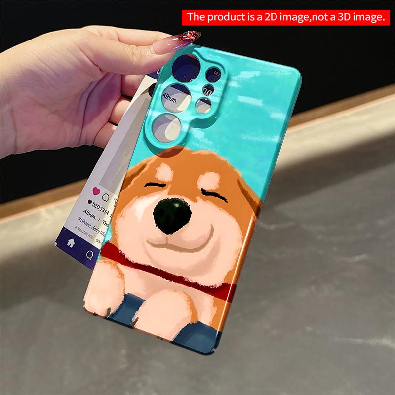 2DFlat Samsung phone case Cute Dog with Red Collar on Blue Background Phone Case Applicable to Galaxy S22 S23 S24 S25ULTRA S26 A12 A13 A14 A15 A16