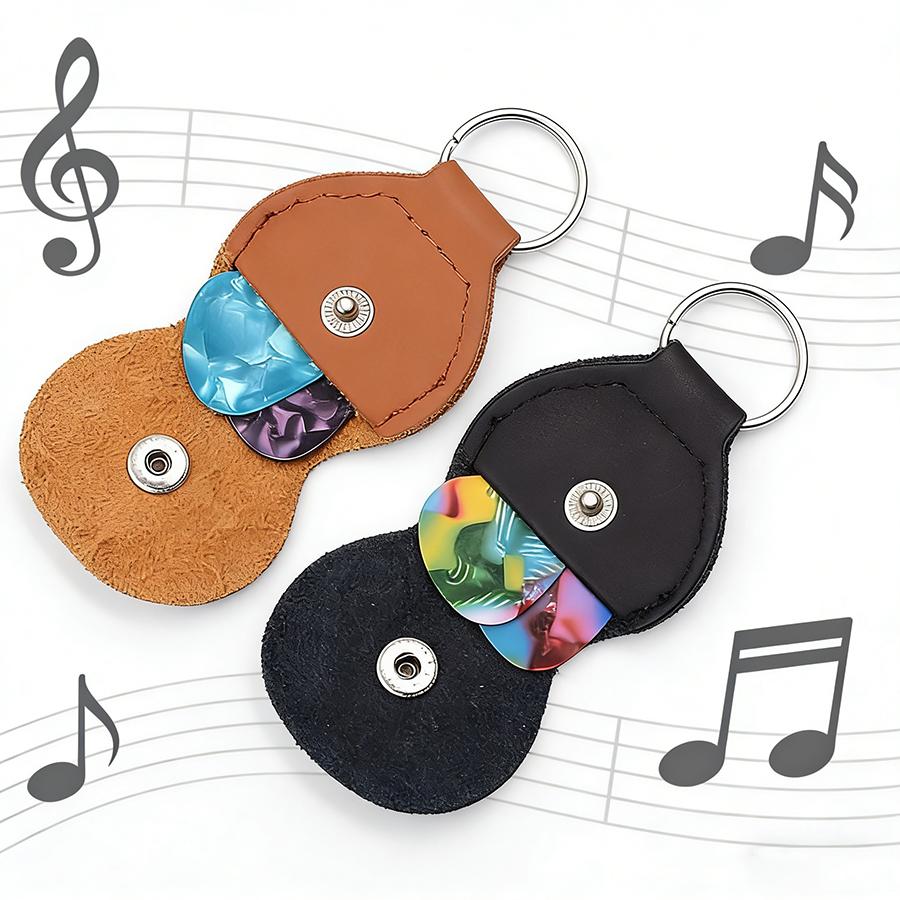 Guitar Accessories Set: 10Pcs 0.5mm Smooth Guitar Picks, 1Pc Portable PU Storage Bag & 1Pc Guitar Neck Strap for Guitar & Bass