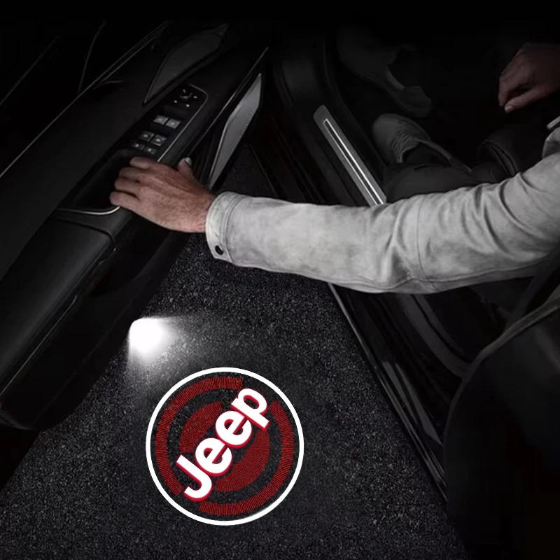 xjhw3 HD Car Projector Door Light Welcome Lamps Accessories For Jeep Grand Cherokee Wrangler JK Gladiator Compass Renegade Patriot Lib