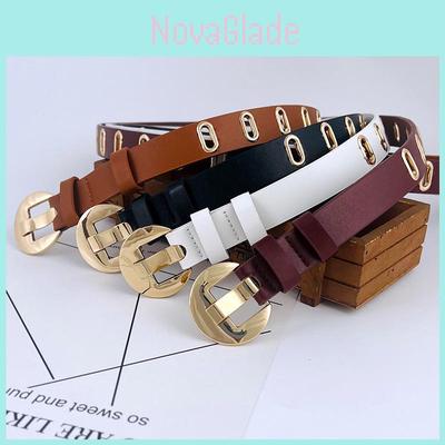 Fashion Womens Pu Leather Belt With Hollow Cutouts And Metal Pin Buckle For Casual And Work Looks