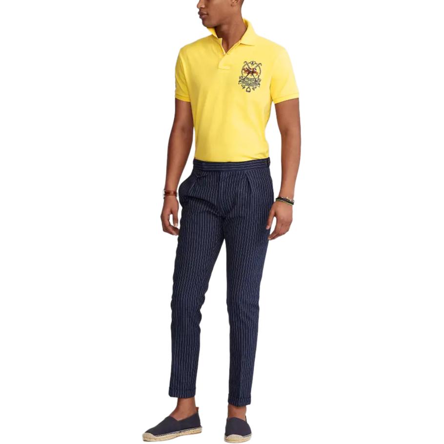 Polo Ralph Lauren Logo Brodé Boutons Verticaux Coupe Slim Manches Courtes Polo Homme Polos Jaune MNPOKNI1N820590-730