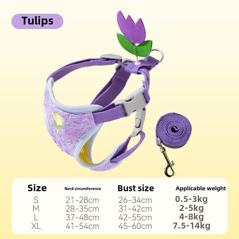 Summer Grid Breathable Leash Dog Chest Strap Vest Type Anti-bite Dog Chain Rope Dog Rope Pet Chest Back