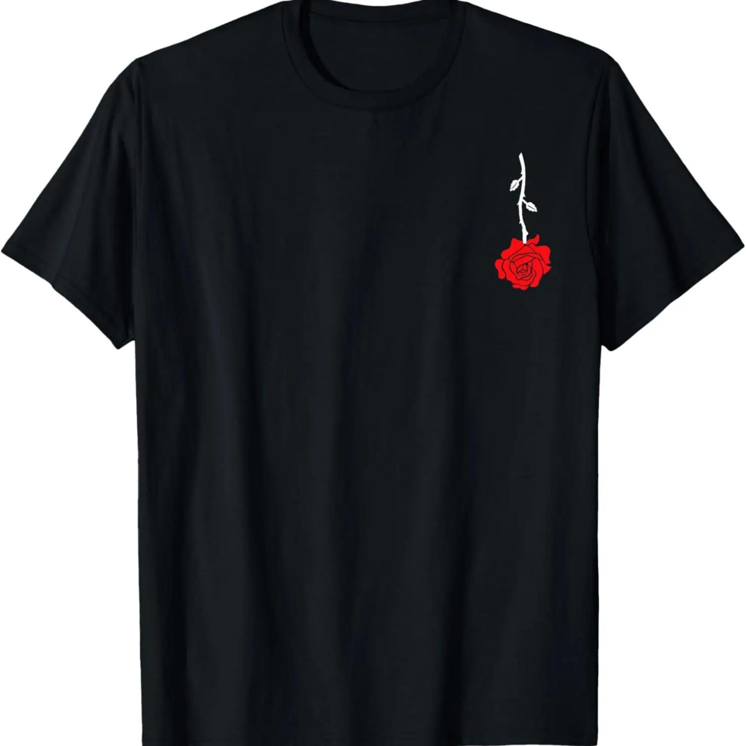Red Rose Cute Funny Floral Graphic Design Men Women Flower T-Shirt S чёрный
