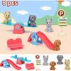 Cute Cat and Dog Pet Basket Family Toys Pretend To Play Toys Dog Doll Set Mini Animal Scene Toys Kids Player Toys