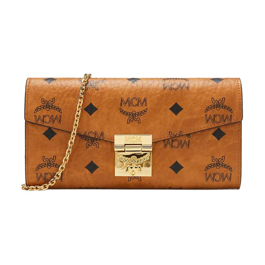 

New MCM Patricia Visetos Artificial Leather Handheld Shoulder Bag, Crossbody Bag, Wallet Large Women s Brown Cognac MYLAAPA02CO001 19.1*3.0*9.9CM