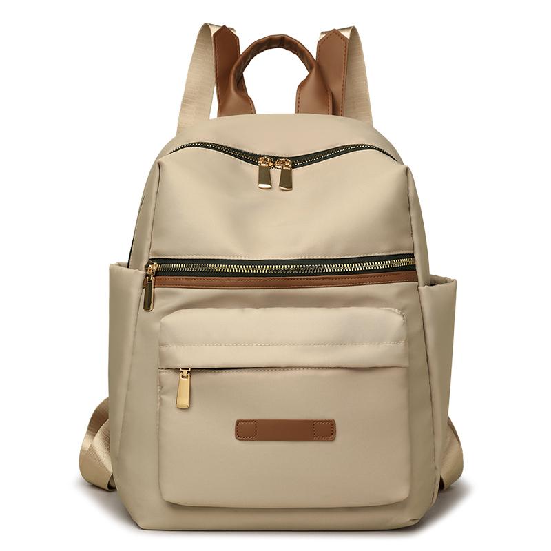 Casual Nylon Backpack Purse with Multiple Front Zipper Pockets Top Handle Everyday Daypack for Women