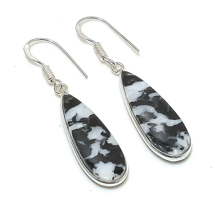 Natural Buffalo Jasper Gemstone 925 Sterling Silver Jewelry Earring 1.85  AE-12168