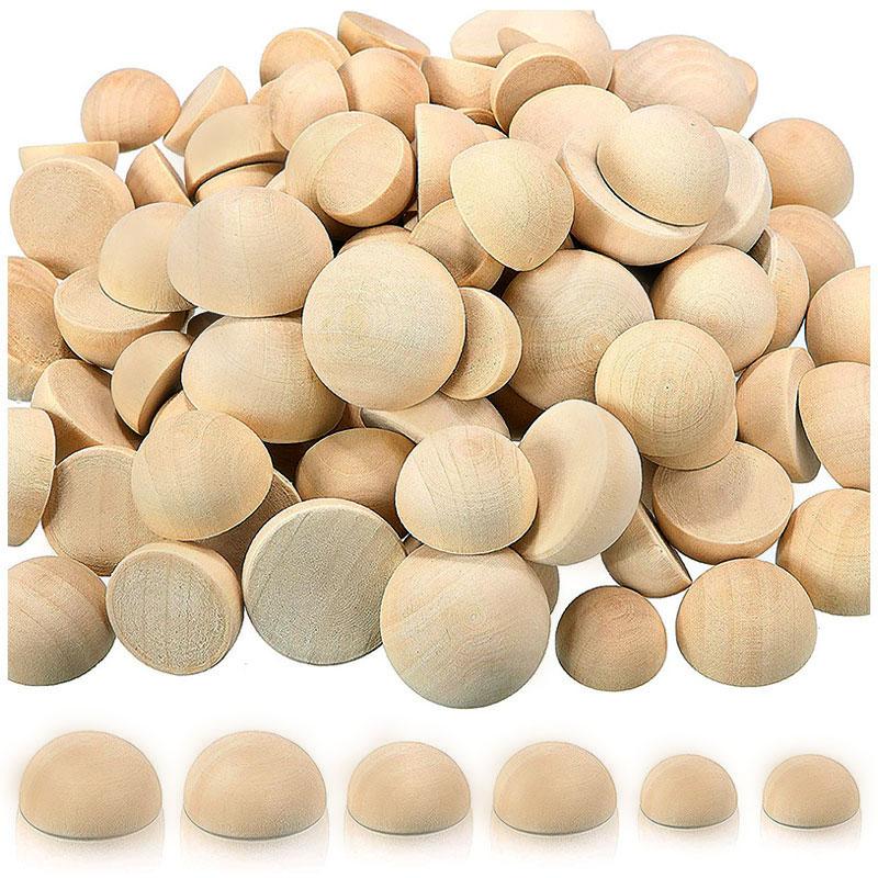 10-200 Stück Natürliche Halbe Holzperlen 10-30mm Halb Unfertige Holzkugeln Für DIY Kinder Kunst und Handwerk Zubehör Dekoration