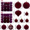48PCS Durable Plastic Flocked Christmas Ball 7 Colors Suspensable Xmas Ornament Ball 4/6/8cm Xmas Baubles Storefront