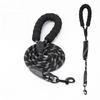 Anti-pull Reflective Nylon Round Rope Dog Leash with Comfort Sponge Grip Pet Walking Traction Rope for All Size Dogs