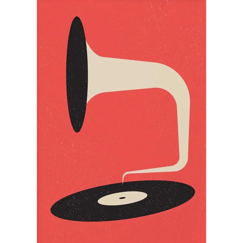 Retro Record Poster Print Mid Century Music Minimal Pastel Canvas Poster Colorful Wall Art Minimalist Room Home Decor