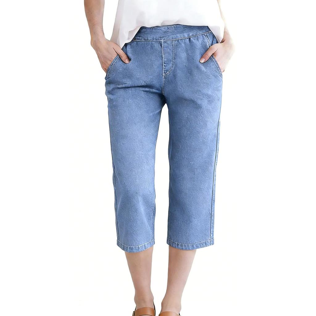 Jeans Coupe Droite pour Femmes Jeans Avec Poches Pantalons en Denim Décontractés