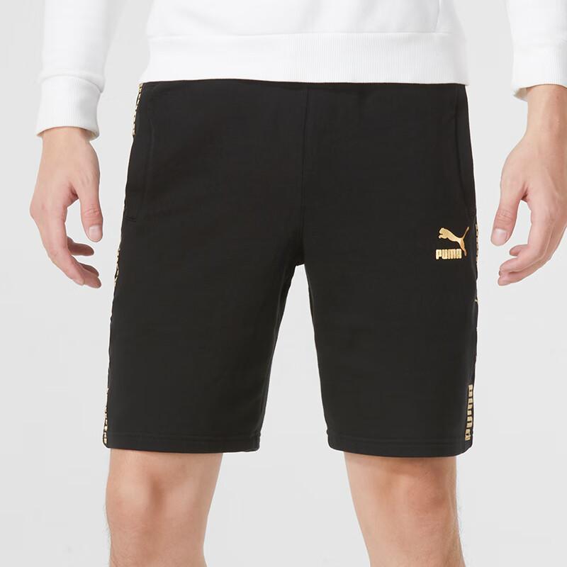 Puma Logo Letter Print Cotton Lace-Up Sports Casual Shorts Men shorts Black 536405-01