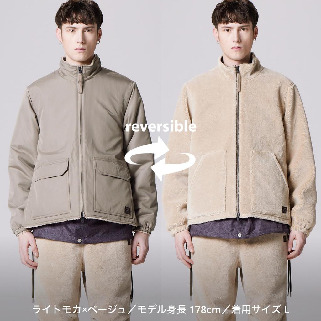 Taion Unisex Military Reversible Boa Jacket 2XL Non-Down High-Neck R102ZBNDML-1 Black/Cream