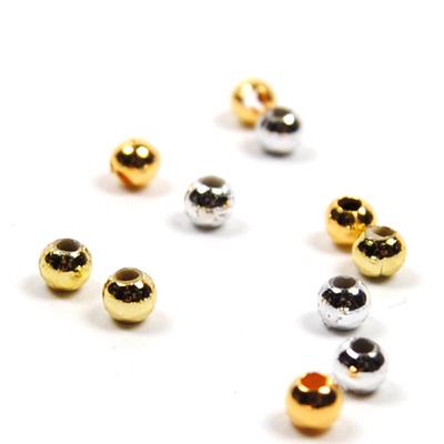 300 Stück 3 mm hohle Kunststoffperlen zum Fliegenbinden, Nymphe, Scud, Bauchaugen/Spinner-Köderperlen, Gold, Silber, Regenbogenfarbe