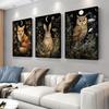 3-piece Set of Dreamy Forest Moonlit Fox Decoration Painting Nordic Style Canvas Hanging Painting Living Room Bedroom Entrance W