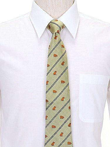 COLORATA Capybara Necktie (145 X 8.5cm / Beige/Striped / 100% Silk / Jacquard Weave) Animal/Animal Gift