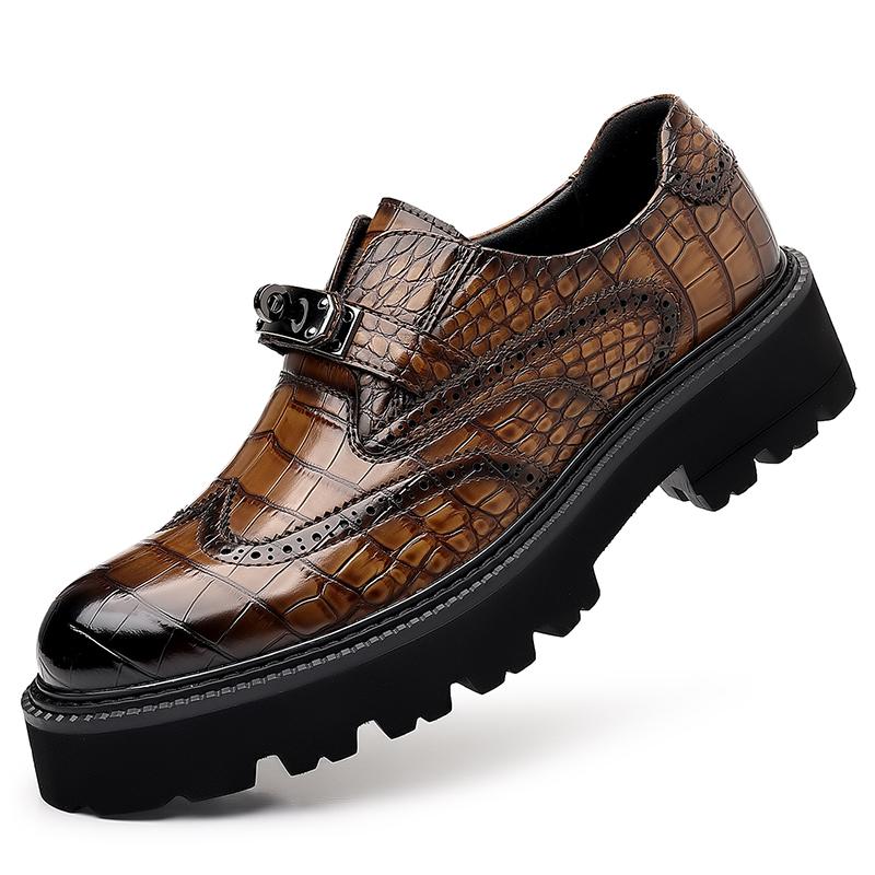 

Fashion Fashiona thick soled men s leather shoes Retro gentleman business style Dance and party Outdoor street Trendy high-quality shoes 44 коричневый