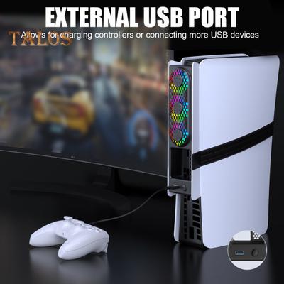 Lüfter für Spielekonsolen mit RGB-Beleuchtung, geräuscharm, einstellbar, externer USB-Lüfterkühler für PS5 Pro/für PS5 Slim