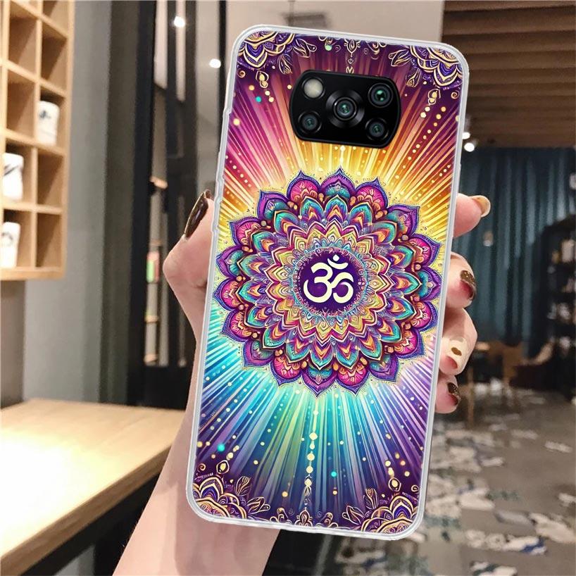 Mandala Chakra Insist Yoga Silicon Phone Case For Xiaomi Poco X3 Nfc X5 X6 X7 F7 Ultra F6 F5 Pro M6 M5S X4 F4 GT M4 M3 F3 Cover