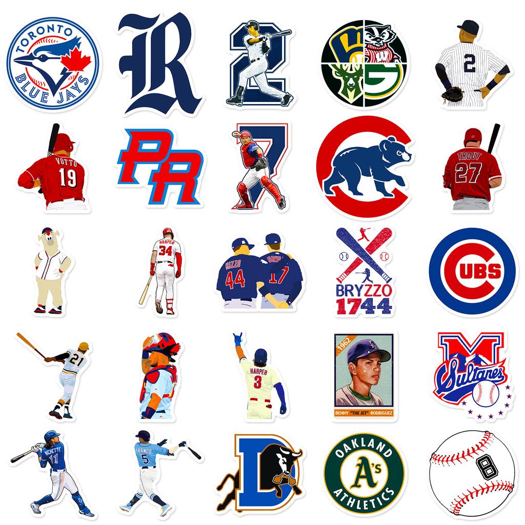 50 Baseball League Stickers Cartoon Baseball Sports Graffiti Stickers Diy Luggage Notebook Stickers