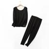 TRTRO Innerwear Long Inner and Long Round Thermal Warm and Cold Weather Wear Women's Set, Sleeves, Shirt, Pants, Neck, Innerwear, Soft, (Black 2, XL)