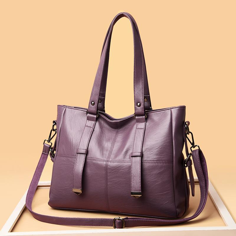 Luxury Women's Bag European and American Retro Mother Bag Women's Handbag Solid Color Large Capacity Texture Women's Shoulder Bag