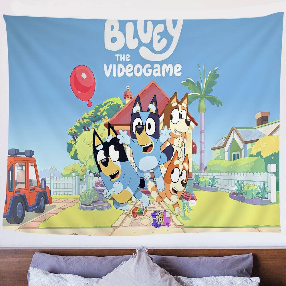 Anime BBlueyS Tapisserie Mignonne de Dessin Animé Décoration Murale Ménage Décoration de Maison