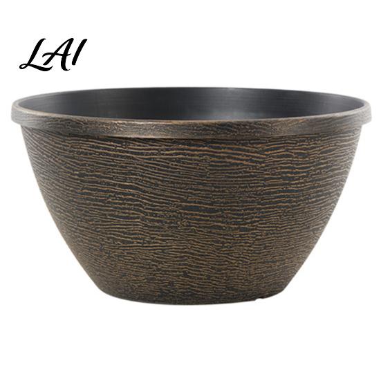 Breathable Garden Pot with Drainage Resin Flower Planters Vintage Plant Hole & Saucer Lightweight Durable Imitation Stone for Indoor Outdoor Retro