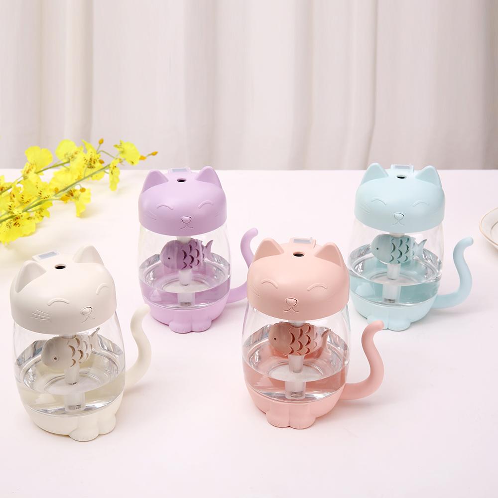 350ml Humidificador Cartoon Katze Usb Luftbefeuchter Ultraschall Leise Farbe Led 3 In 1 Aroma Diffusor Für Home Office Auto