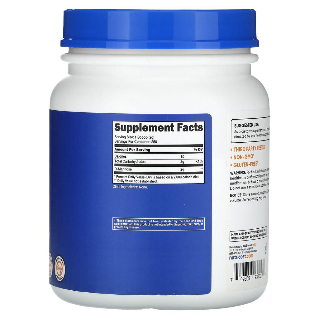 Nutricost, D-Mannose, geschmacksneutral, 508 g (500 g)