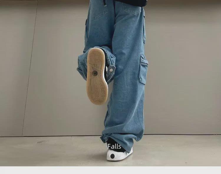 European & American Women's Trendy Light Wash Zipper Jeans - New Simple Style Overalls