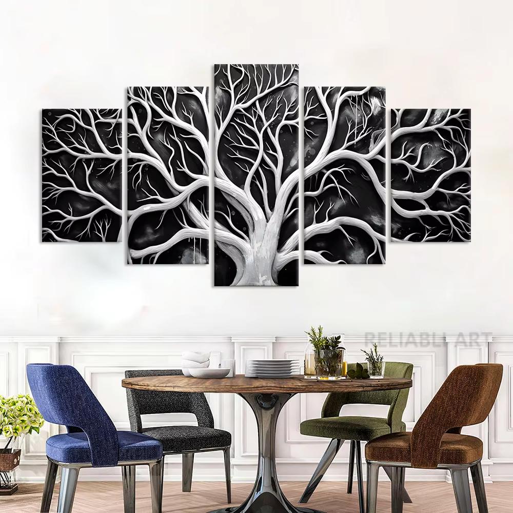 5pcs Abstract Magic Tree Canvas Painting Wall Art Black and White tree of Life Posters and Prints for Living Room Decor Unframed 20x35 20x45 20x55cm