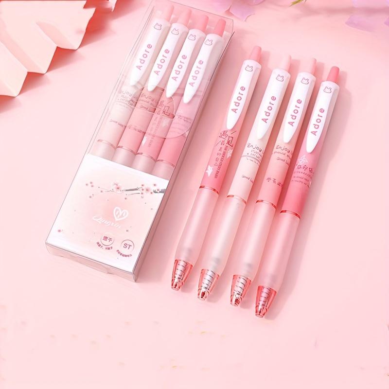 4 Pcs Cartoon Cute Style Gel Pen Ballpoint Pen 0.5mm Black Signature Pen (Black Ink)