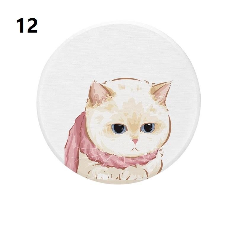 Runde Cartoon Kätzchen Untersetzer Diatomeenerde Saugfähig Hitzebeständiger Untersetzer Tischdeko Niedliches Katzenmuster Schnelltrocknende Kaffeetassenuntersetzer