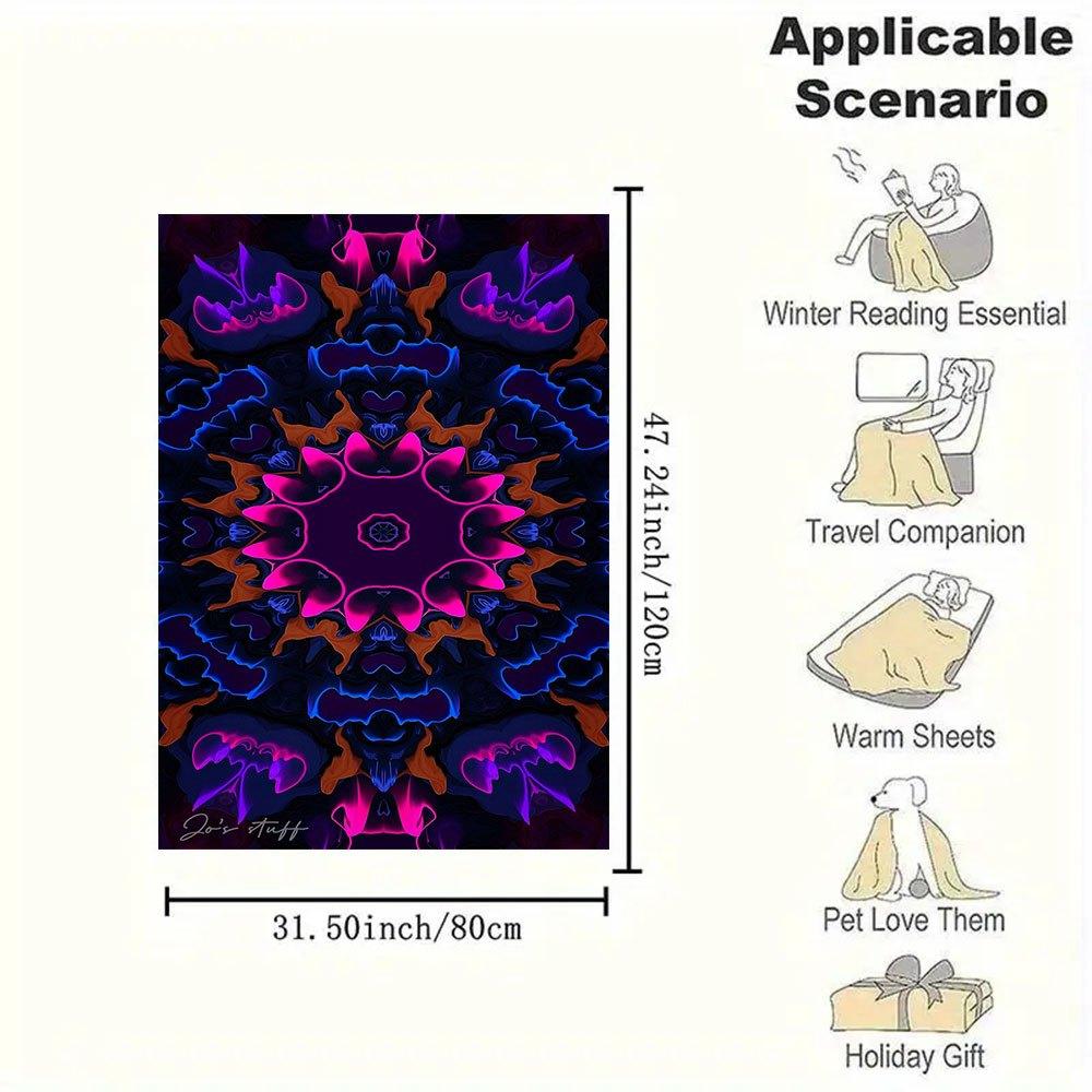 "Vibrant Kaleidoscope Abstract Art Print"Blanket Flannel Throw Blanket for Sofa, Bed, Travel, Camping, Office, Couch, Chair, And Bed Gift fo