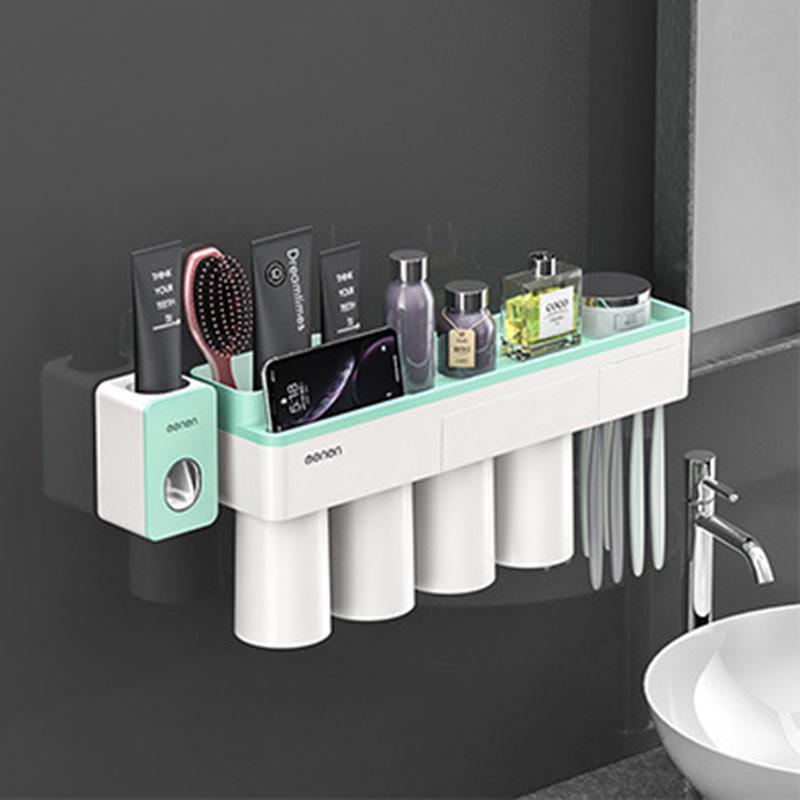 MAITA Magnetic Adsorption Inverted Wall Mount Firmly Bathroom Storage Rack Toothpaste Squeezer Family Set