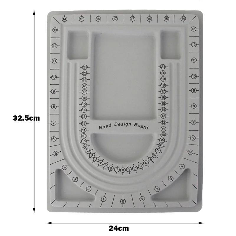 Flocked Bead Design Board, Jewelry Making Measuring Tray for Bracelet Necklace DIY Craft