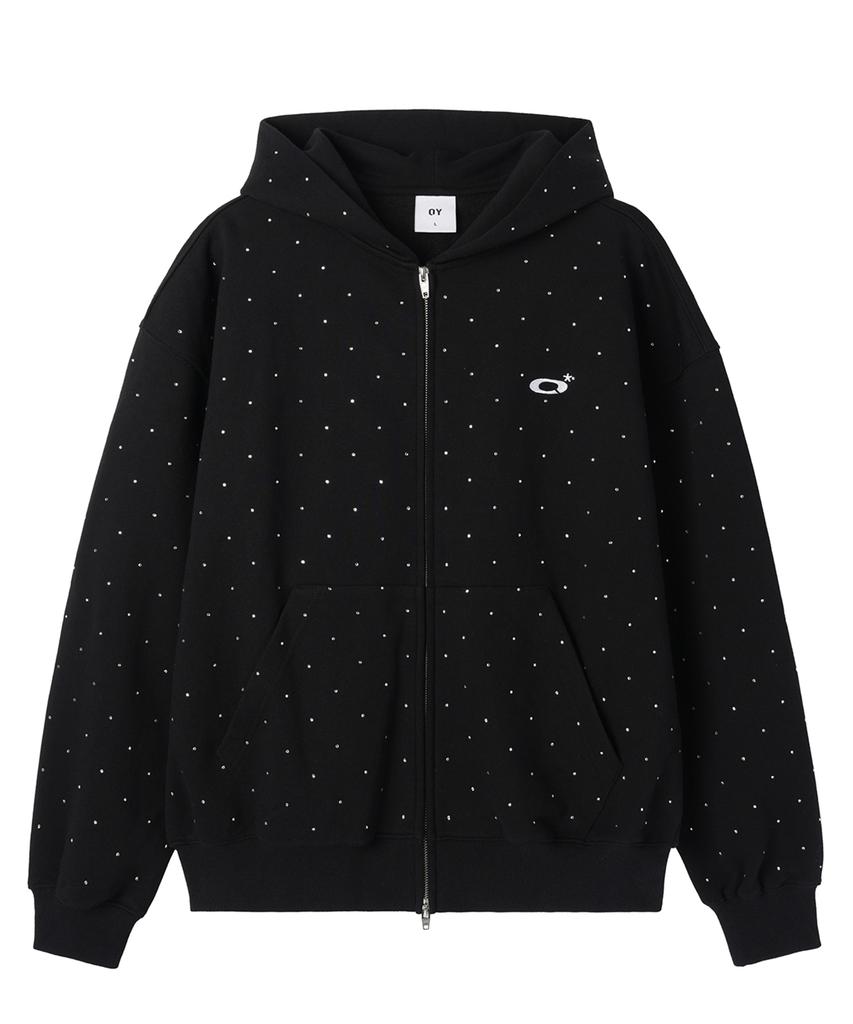 Openyard(Oy) Crystal Dot Hoodie Zip Up - Black