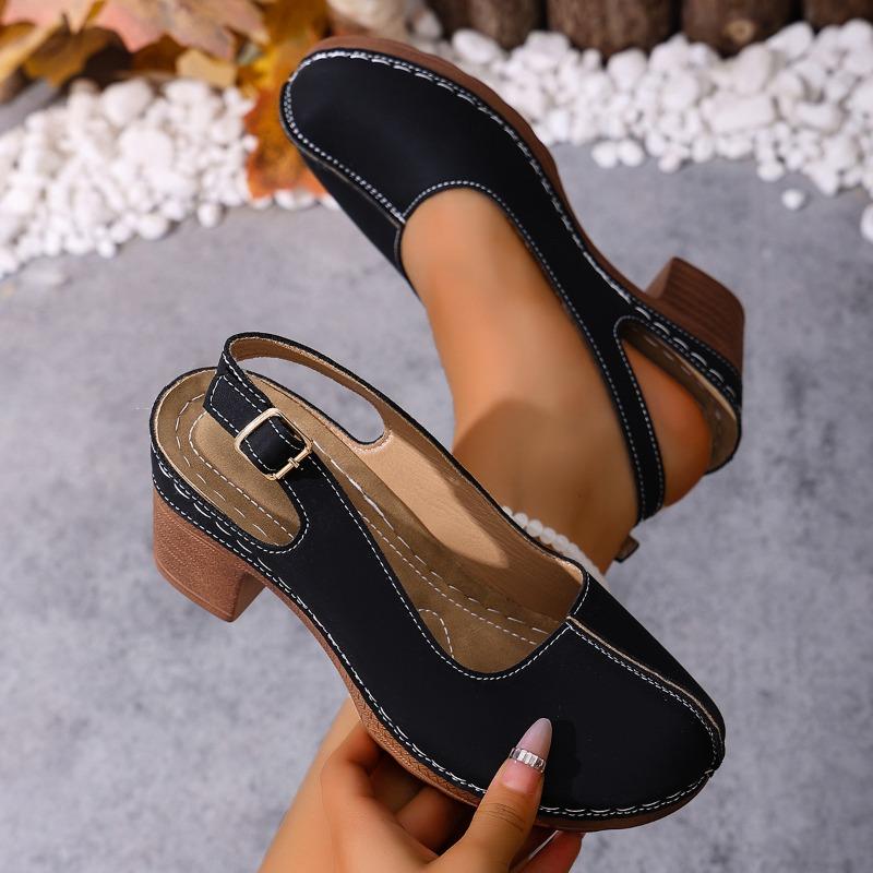 Plus Size New Women's High Heel Sandals Buckle Design Chunky Heel Comfort Retro Beach Holiday Outdoor Shoes
