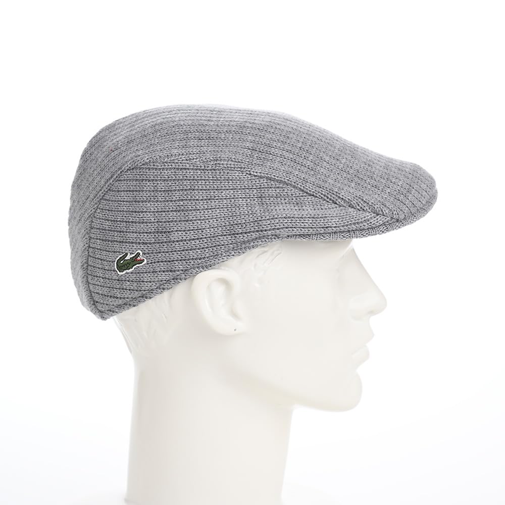 LACOSTE Rib Knit Hunting Cap for Men and Size Women, Gray, F, L1284, lwh1284-grey-F