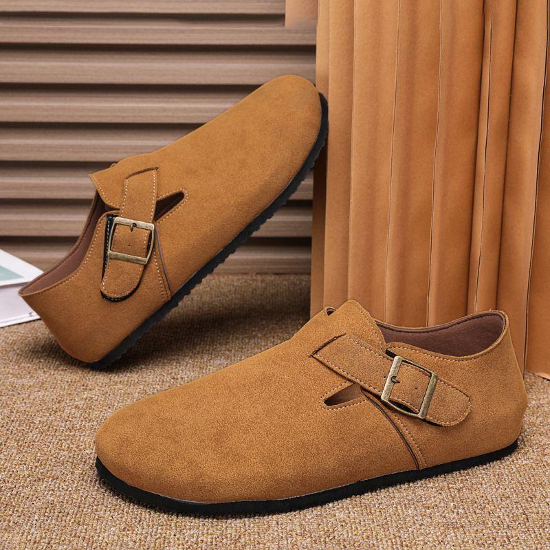 

Мужские биркенштоки 2025 осень новая модная универсальная обувь-шлепанцы Doudou дышащая дезодорирующая низкие кеды для повседневной носки 39 коричневый